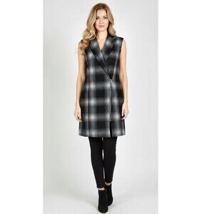 WAYF Wool Plaid Zippered Sleeveless Tunic Vest Size X Small